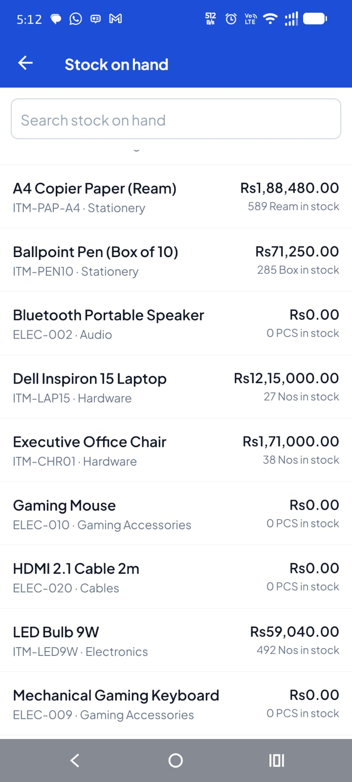 Creating an invoice on mobile