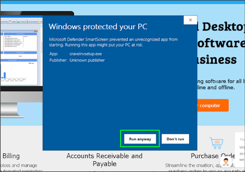 Windows warning — click Run anyway to install